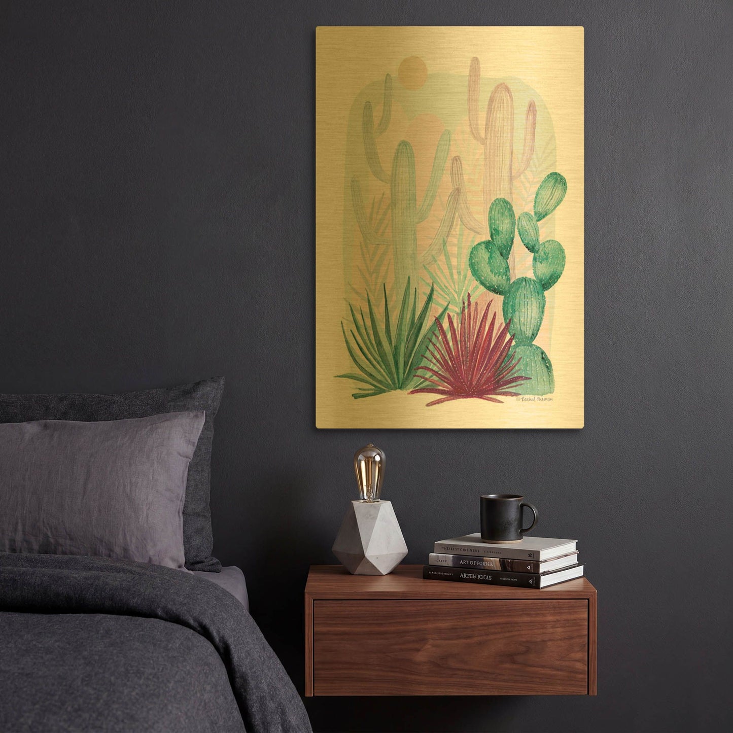 'Cactus Summer' By Rachel Nieman Gold Metal Wall Art