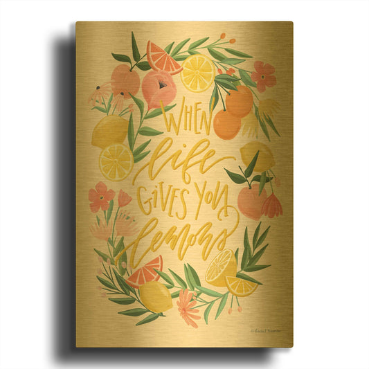 'When Life Gives You Lemons' By Rachel Nieman Gold Metal Wall Art