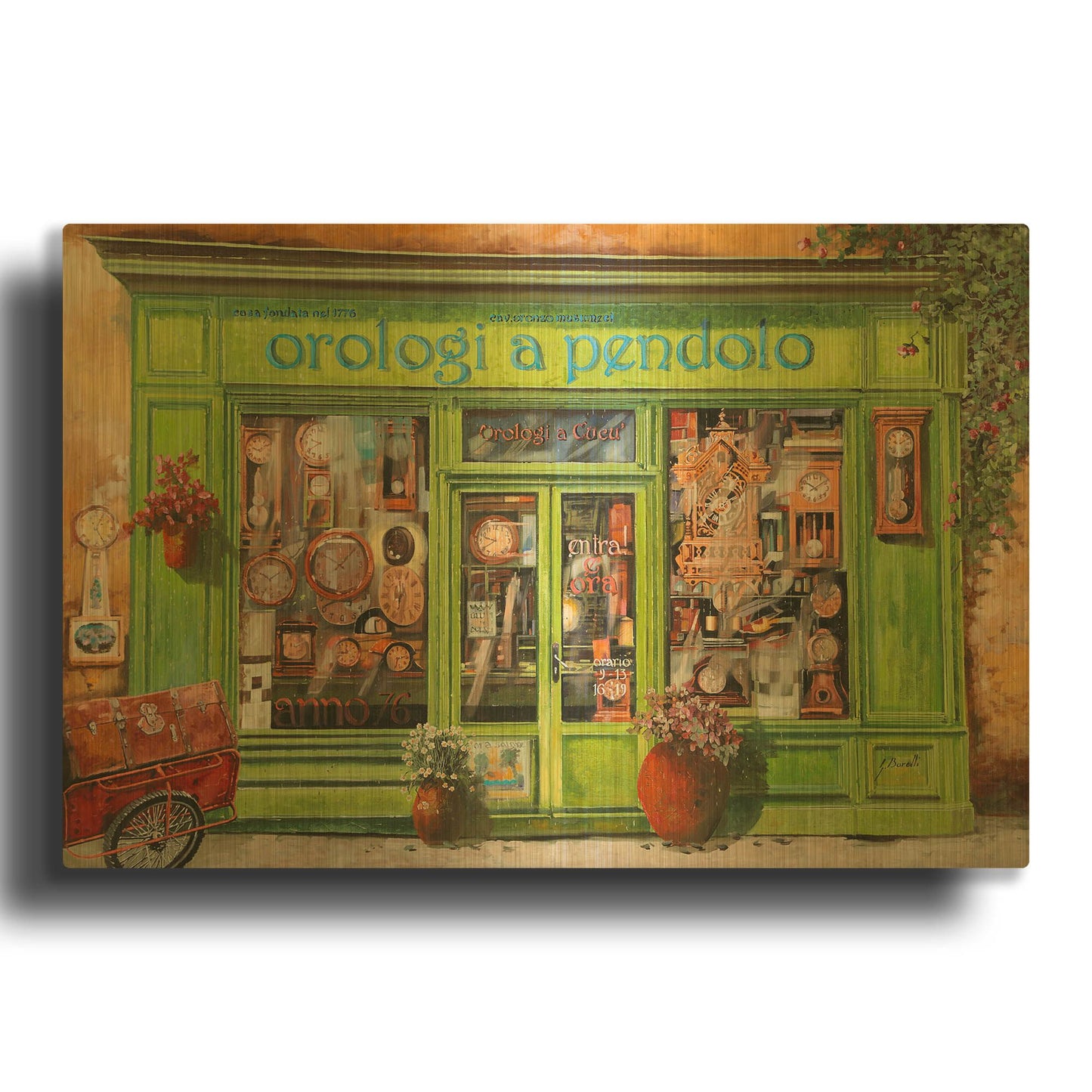 'Orologi a Pendolo' By Guido Borelli Gold Metal Wall Art