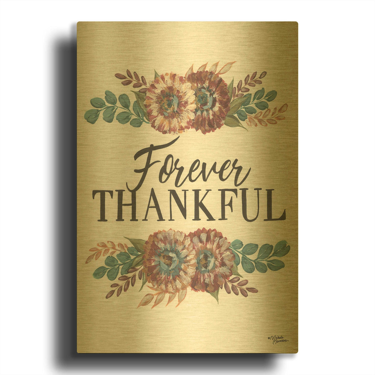 'Forever Thankful' By Michele Norman Gold Metal Wall Art