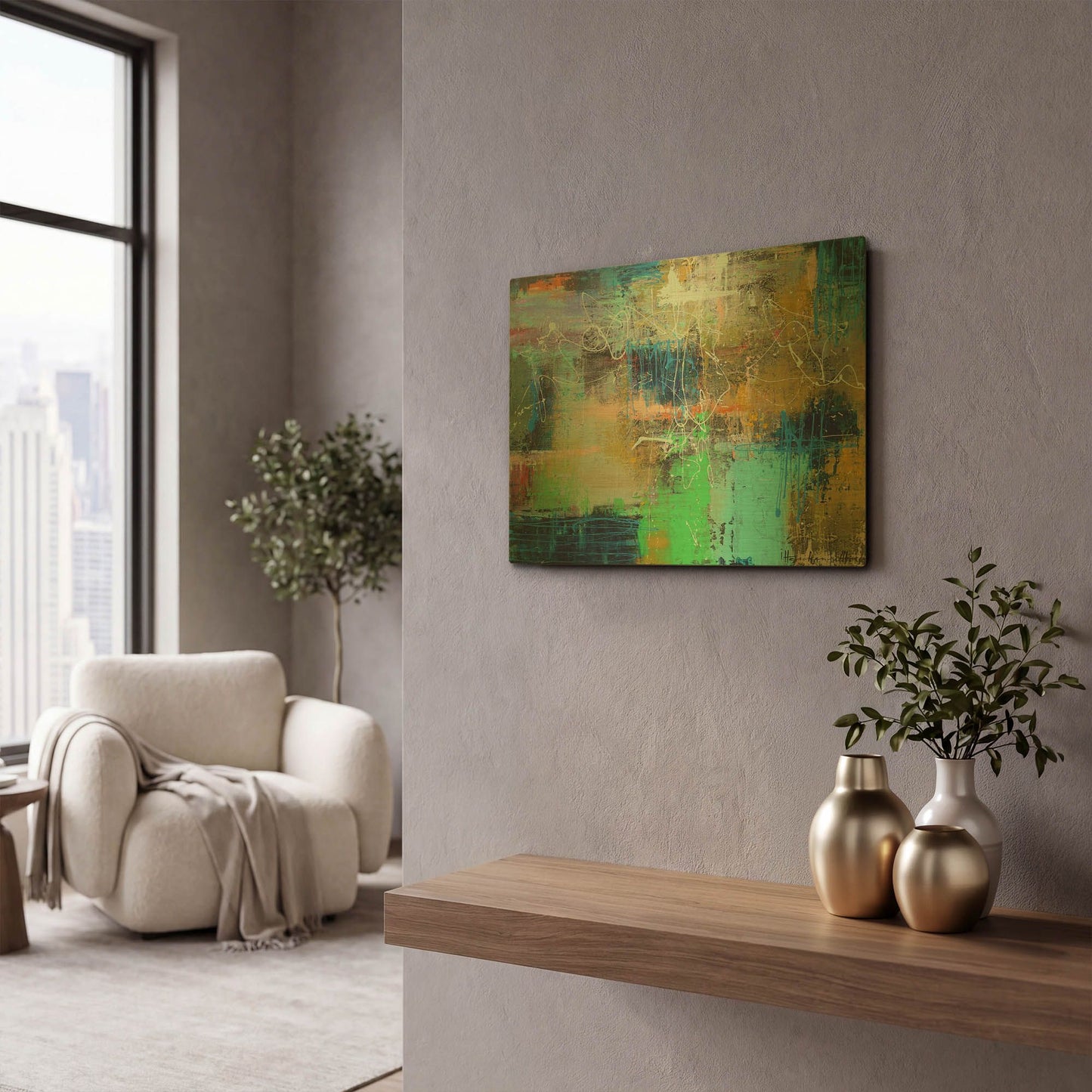 'City Reflection' By Ingeborg Herckenrath Gold Metal Wall Art
