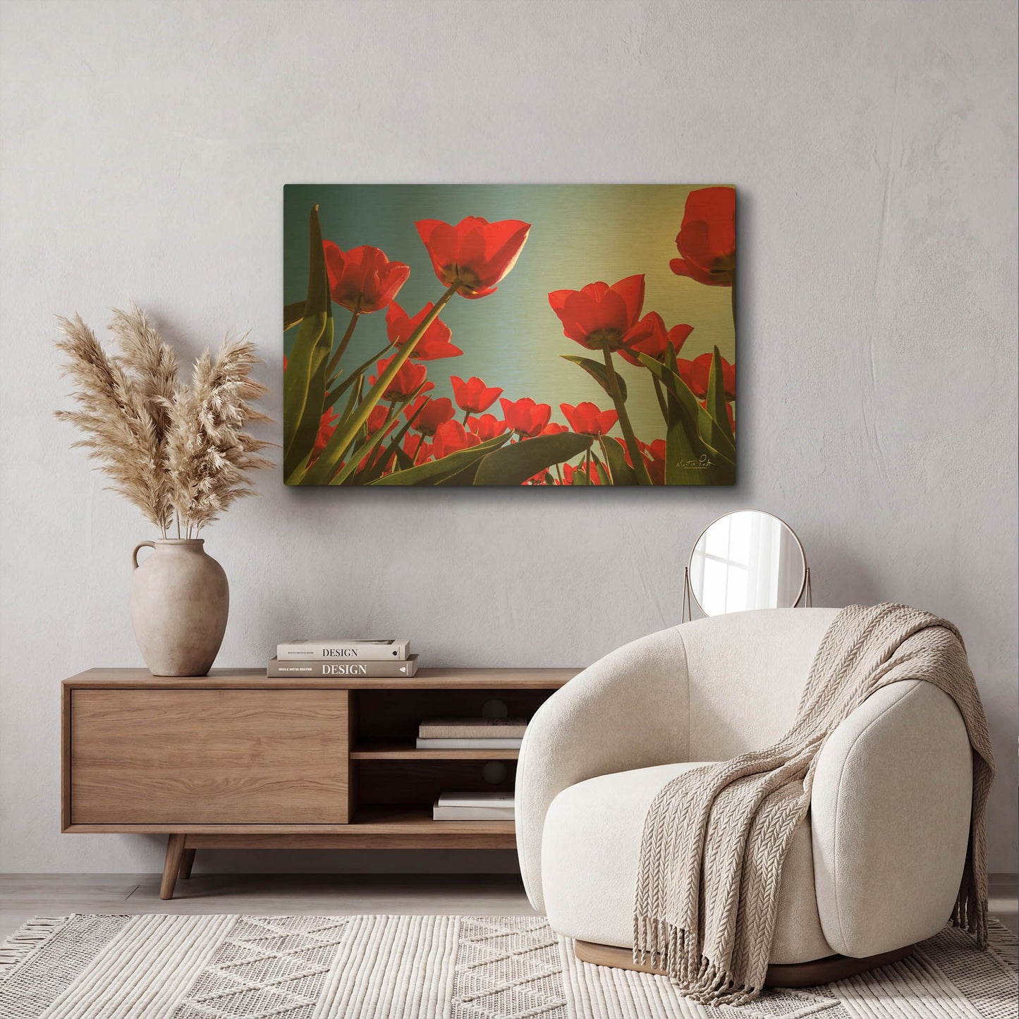 'Look Up in Red' By Martin Podt Gold Metal Wall Art