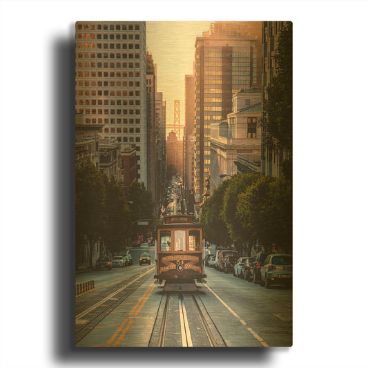 'The Trolly' By Bruce Getty Gold Metal Wall Art