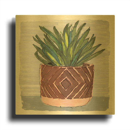 'Potted Agave II' By Stellar Design Studio Gold Metal Wall Art