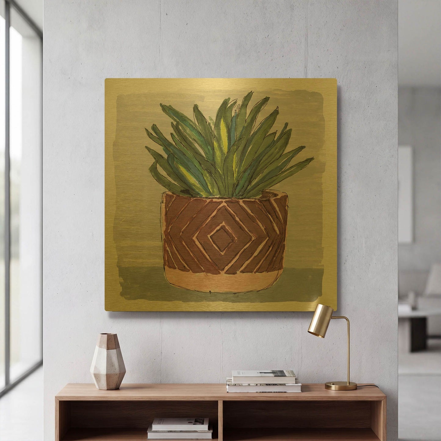 'Potted Agave II' By Stellar Design Studio Gold Metal Wall Art