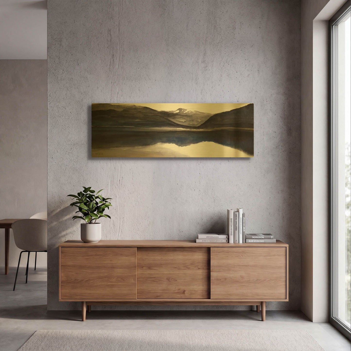 'Reflection Lake 1' By Stellar Design Studio Gold Metal Wall Art
