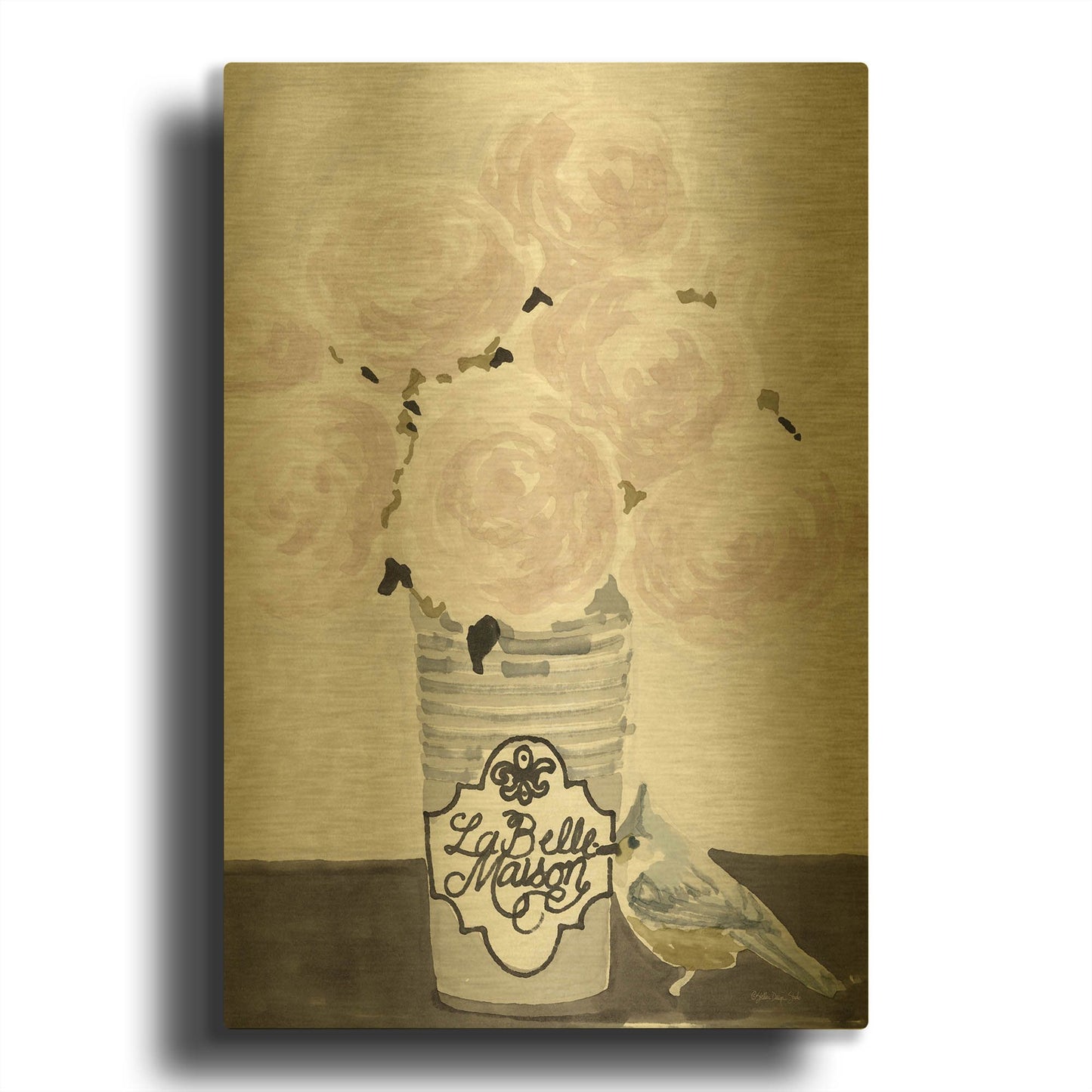'Parisian Pot 1' By Stellar Design Studio Gold Metal Wall Art