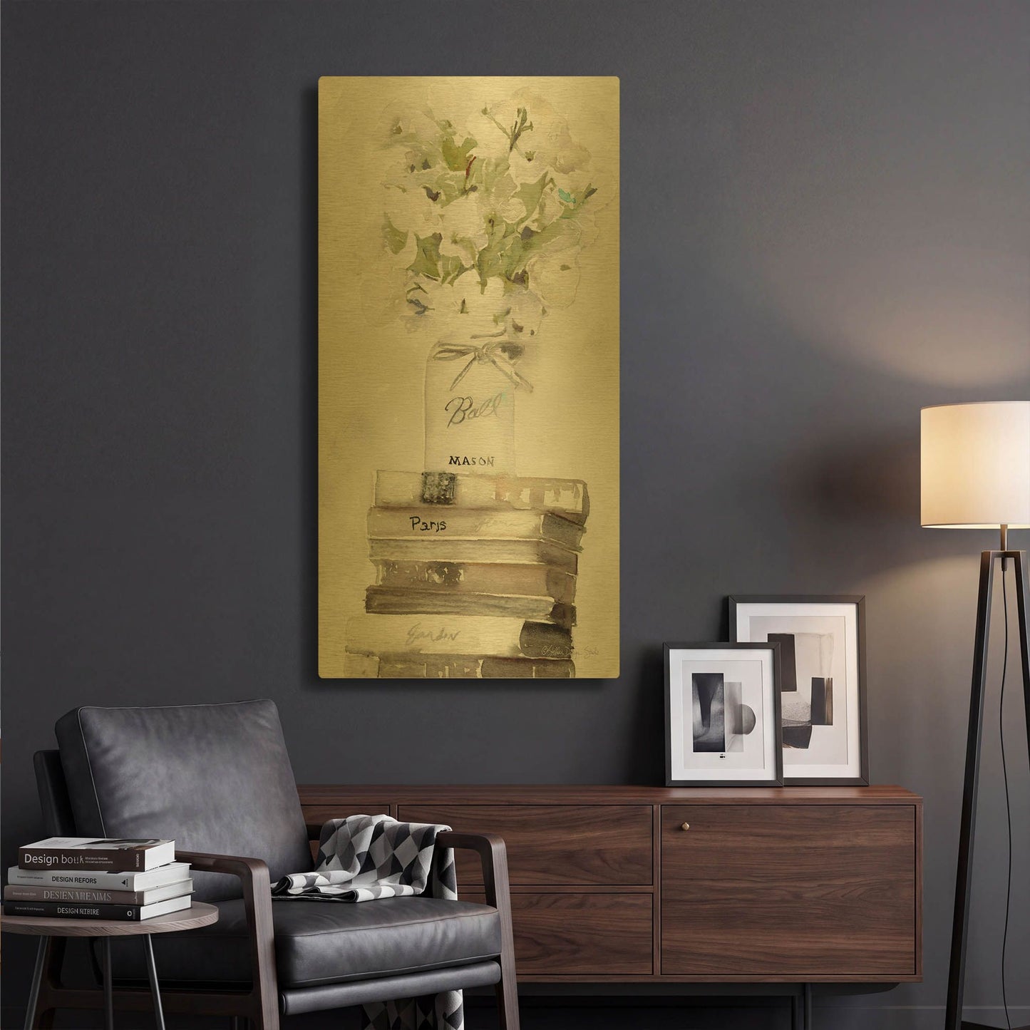 'Parisian Pot 4' By Stellar Design Studio Gold Metal Wall Art