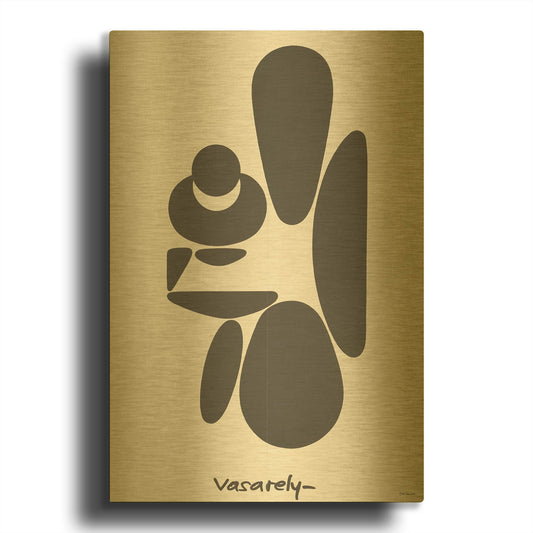 'Vasarely Abstract' By Stellar Design Studio Gold Metal Wall Art
