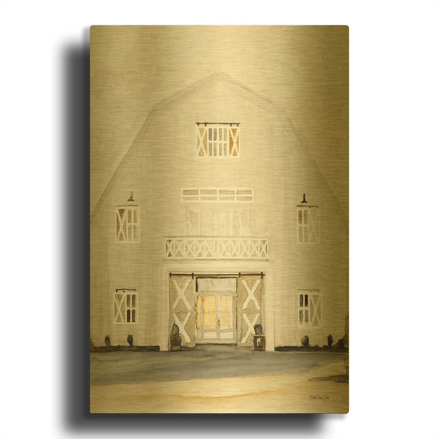 'Wedding Barn' By Stellar Design Studio Gold Metal Wall Art