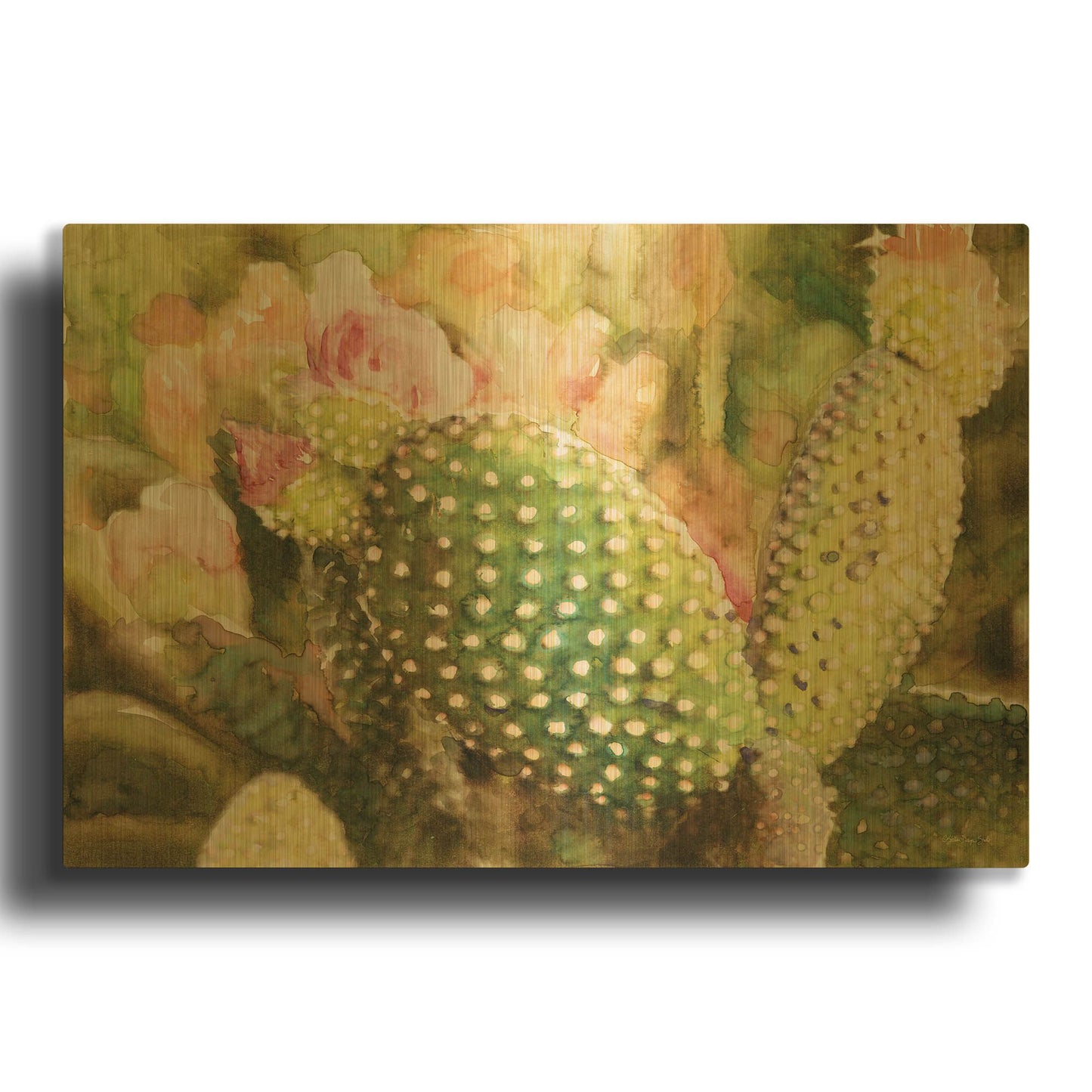 'Cactus Flowers' By Stellar Design Studio Gold Metal Wall Art