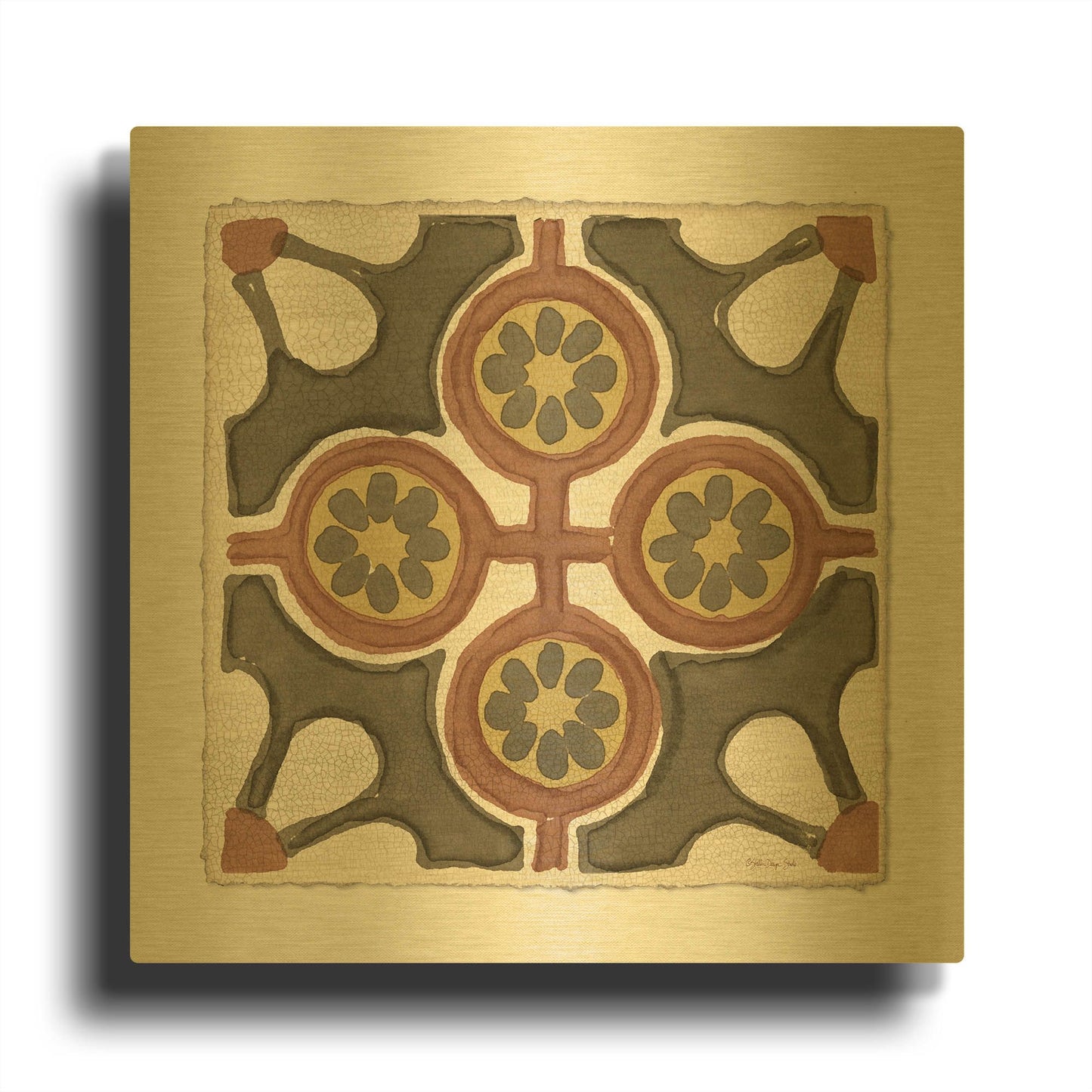 'Moroccan Tile Pattern II' By Stellar Design Studio Gold Metal Wall Art
