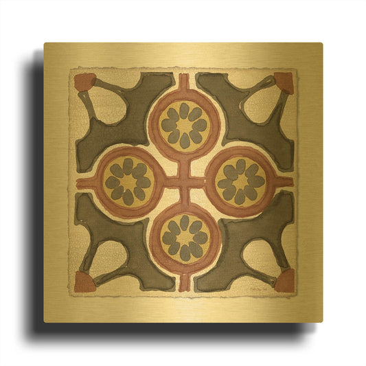'Moroccan Tile Pattern II' By Stellar Design Studio Gold Metal Wall Art