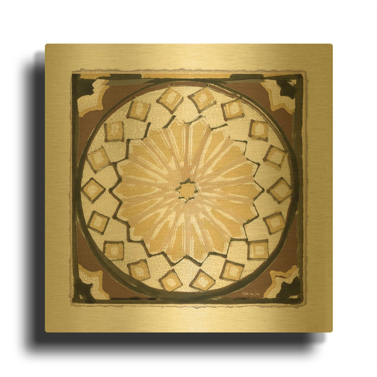 'Moroccan Tile Pattern IV' By Stellar Design Studio Gold Metal Wall Art
