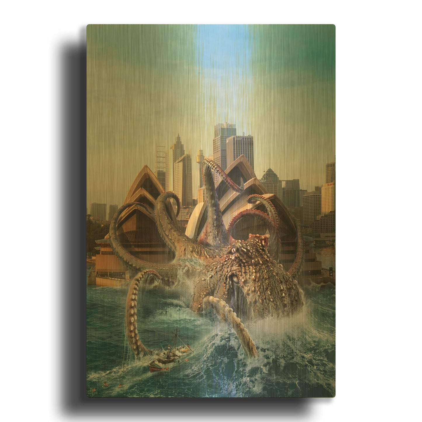 'Catch Of His Life' By Damir Martin Gold Metal Wall Art