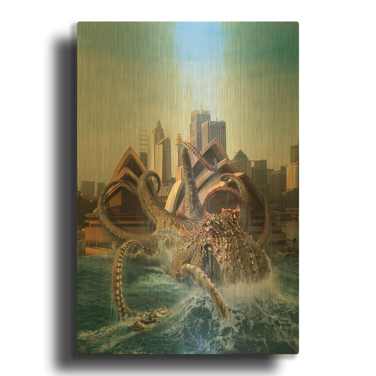 'Catch Of His Life' By Damir Martin Gold Metal Wall Art