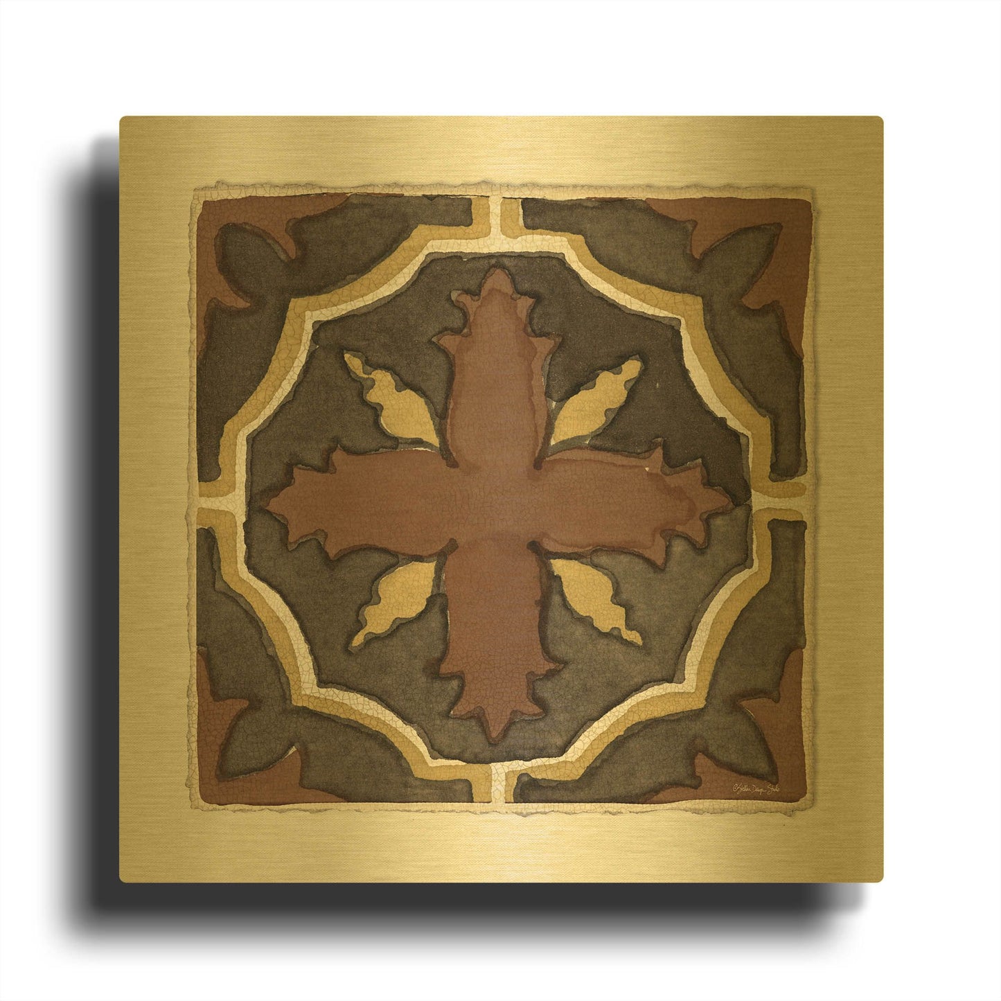 'Moroccan Tile Pattern V' By Stellar Design Studio Gold Metal Wall Art