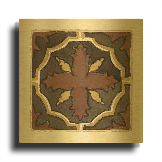 'Moroccan Tile Pattern V' By Stellar Design Studio Gold Metal Wall Art