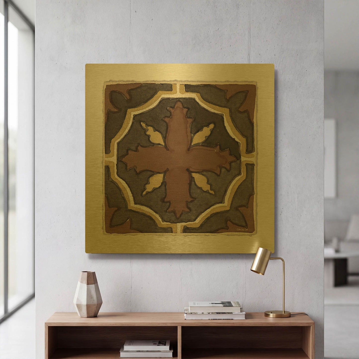 'Moroccan Tile Pattern V' By Stellar Design Studio Gold Metal Wall Art