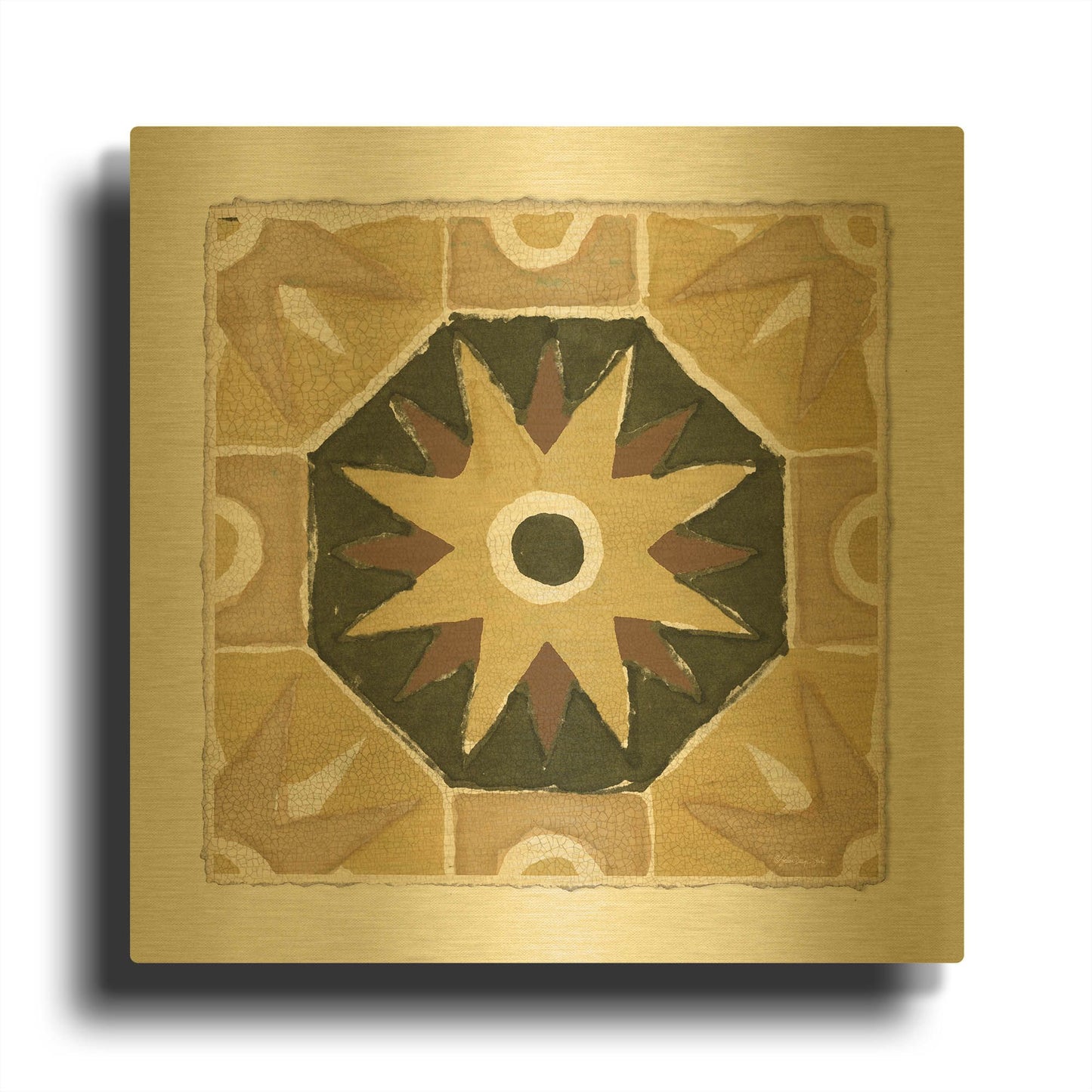 'Moroccan Tile Pattern VI' By Stellar Design Studio Gold Metal Wall Art