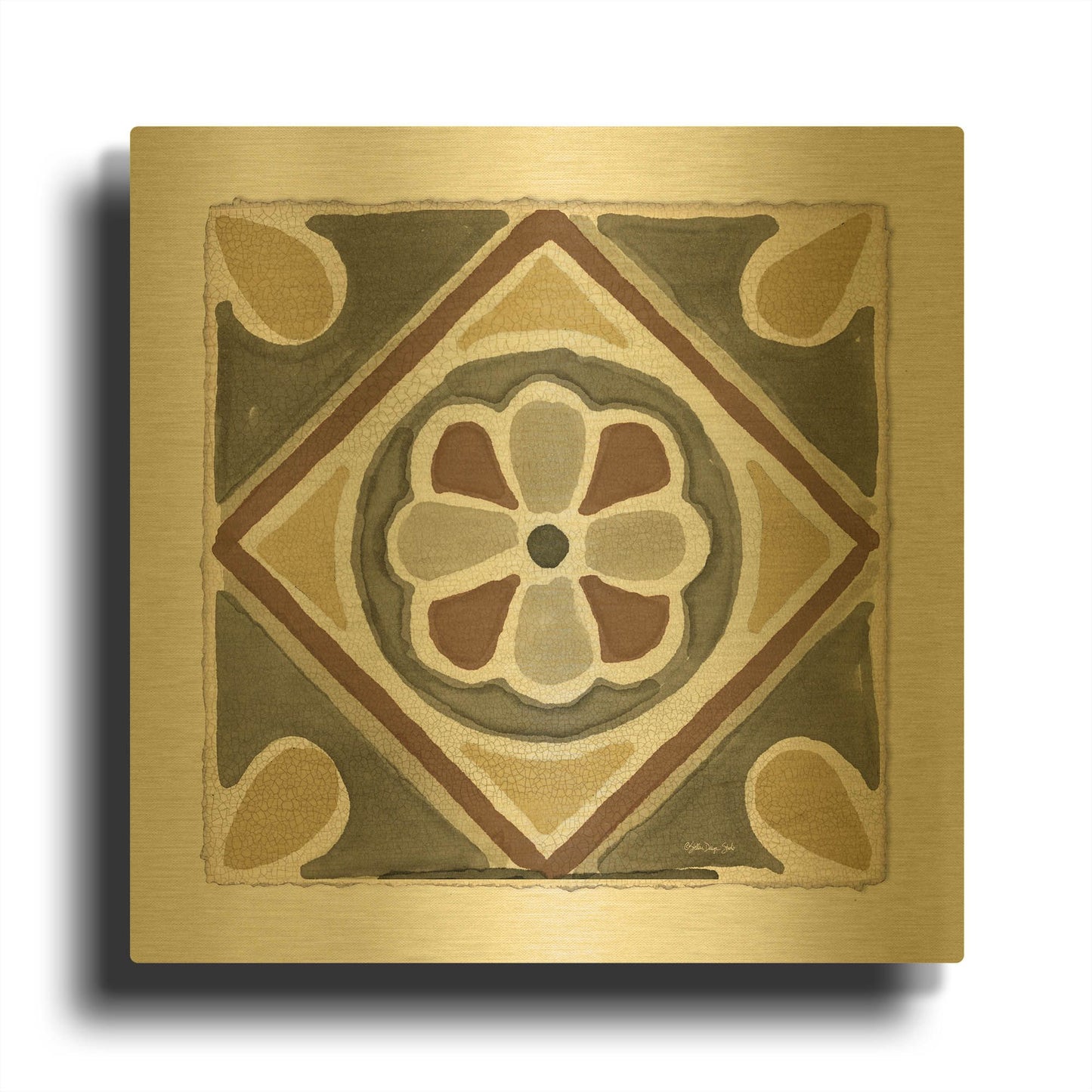 'Moroccan Tile Pattern VII' By Stellar Design Studio Gold Metal Wall Art