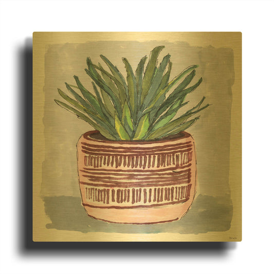 'Potted Agave I' By Stellar Design Studio Gold Metal Wall Art