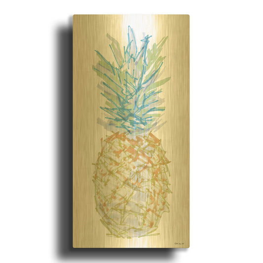 'Sketchy Pineapple 1' By Stellar Design Studio Gold Metal Wall Art