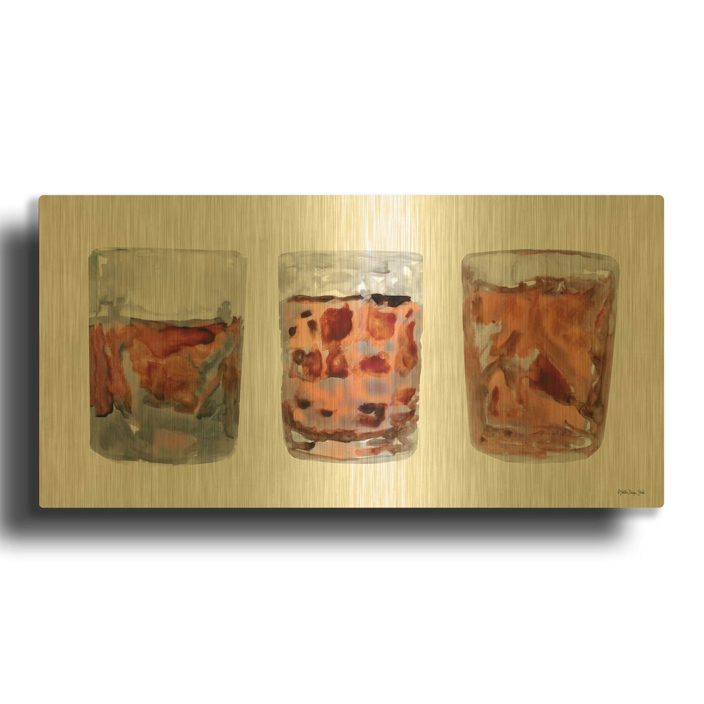 'Bourbon Glasses 2' By Stellar Design Studio Gold Metal Wall Art