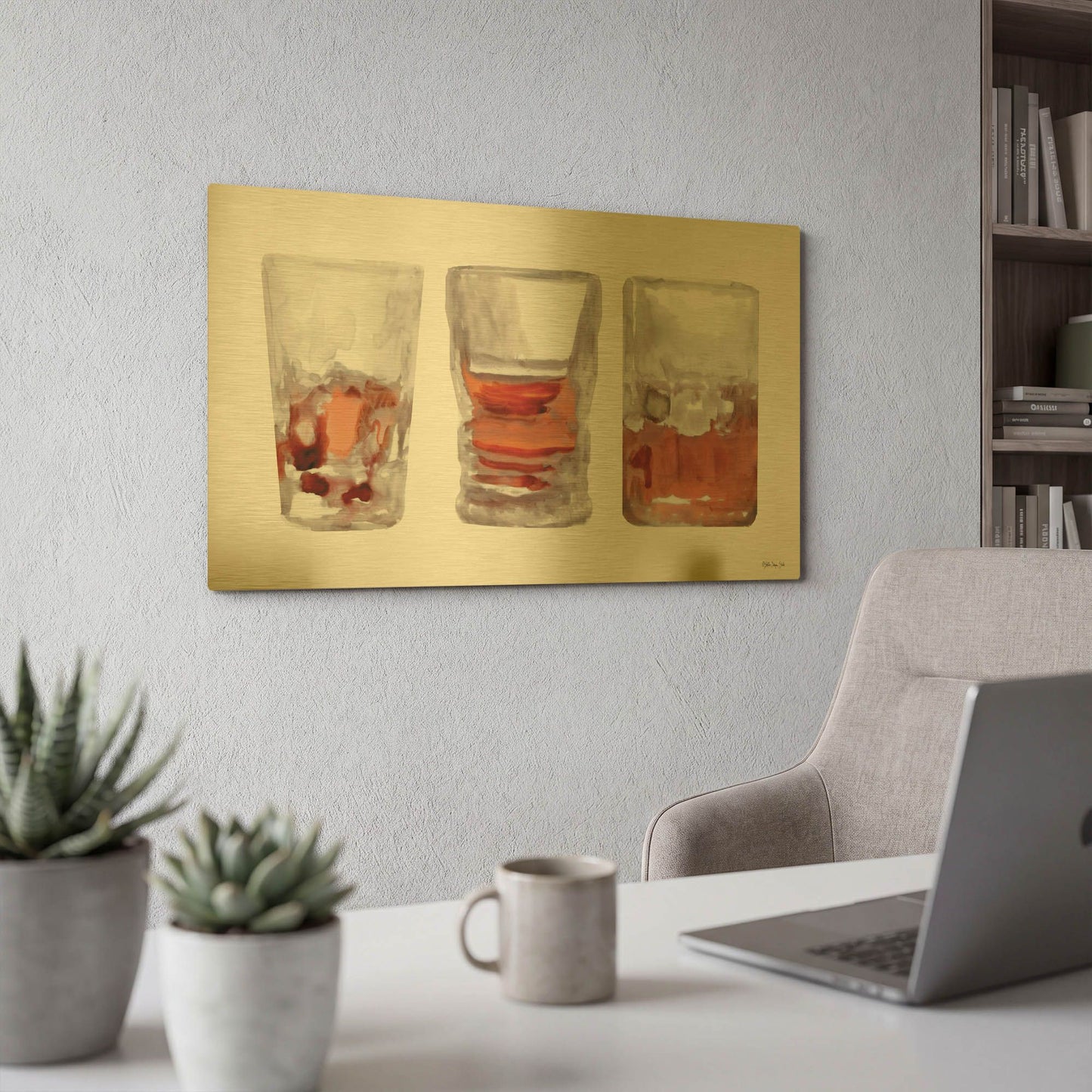 'Bourbon Glasses 1' By Stellar Design Studio Gold Metal Wall Art