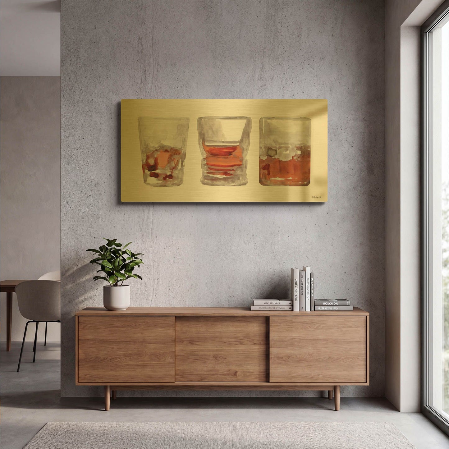 'Bourbon Glasses 1' By Stellar Design Studio Gold Metal Wall Art