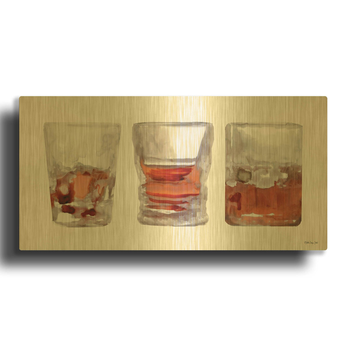 'Bourbon Glasses 1' By Stellar Design Studio Gold Metal Wall Art