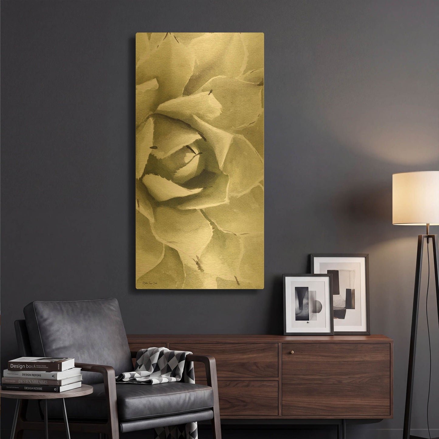 'Agave Panel 1' By Stellar Design Studio Gold Metal Wall Art