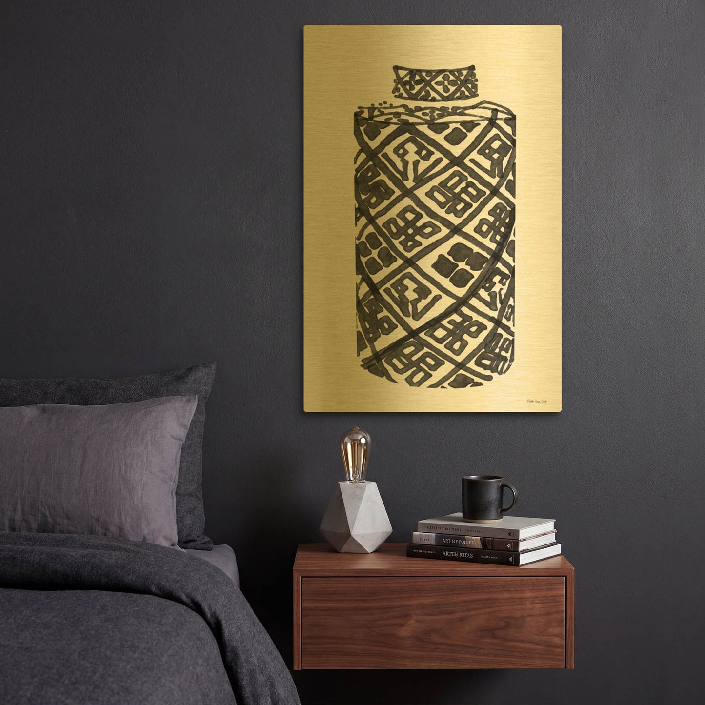 'Tile Vase 2' By Stellar Design Studio Gold Metal Wall Art