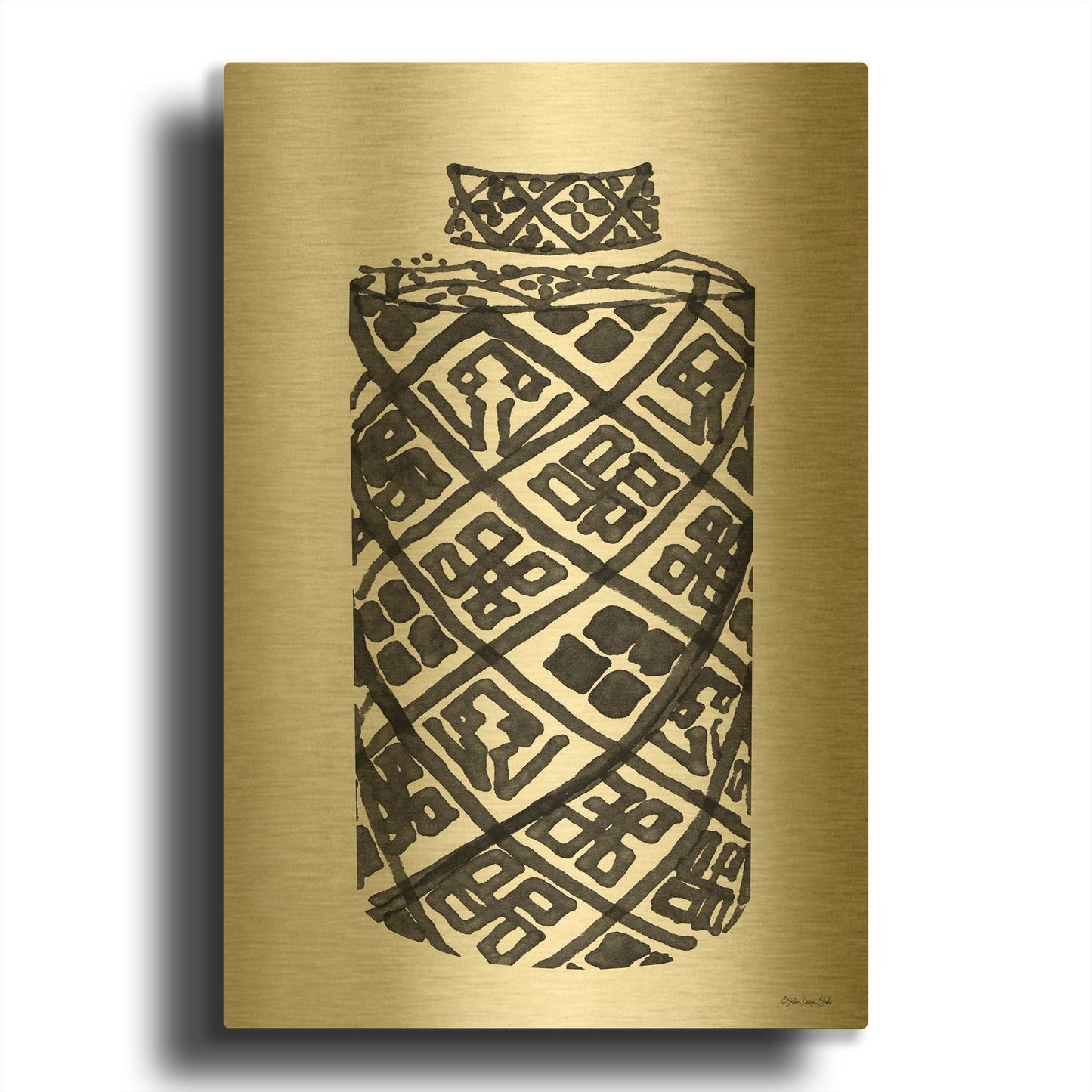 'Tile Vase 2' By Stellar Design Studio Gold Metal Wall Art