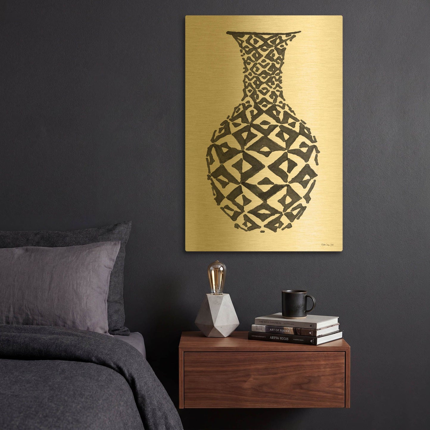 'Tile Vase 1' By Stellar Design Studio Gold Metal Wall Art