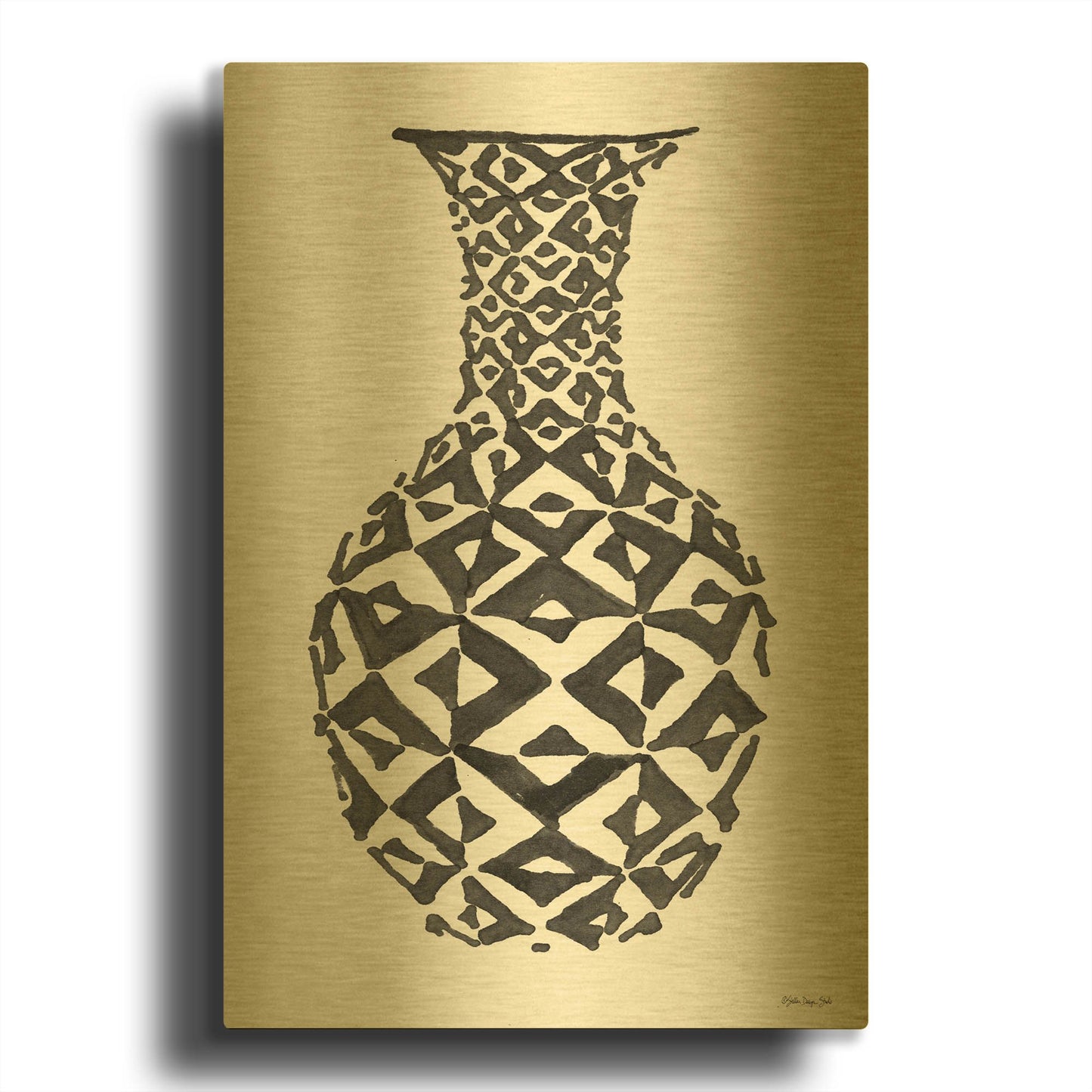 'Tile Vase 1' By Stellar Design Studio Gold Metal Wall Art
