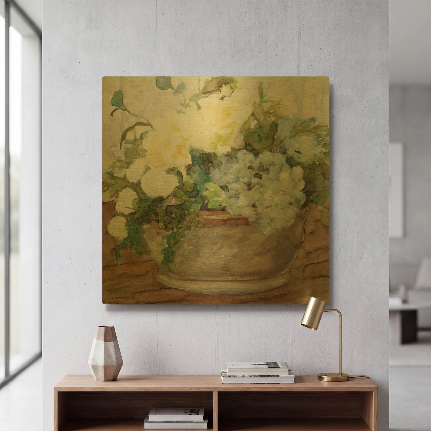 'Country Basket of Blooms II' By Stellar Design Studio Gold Metal Wall Art