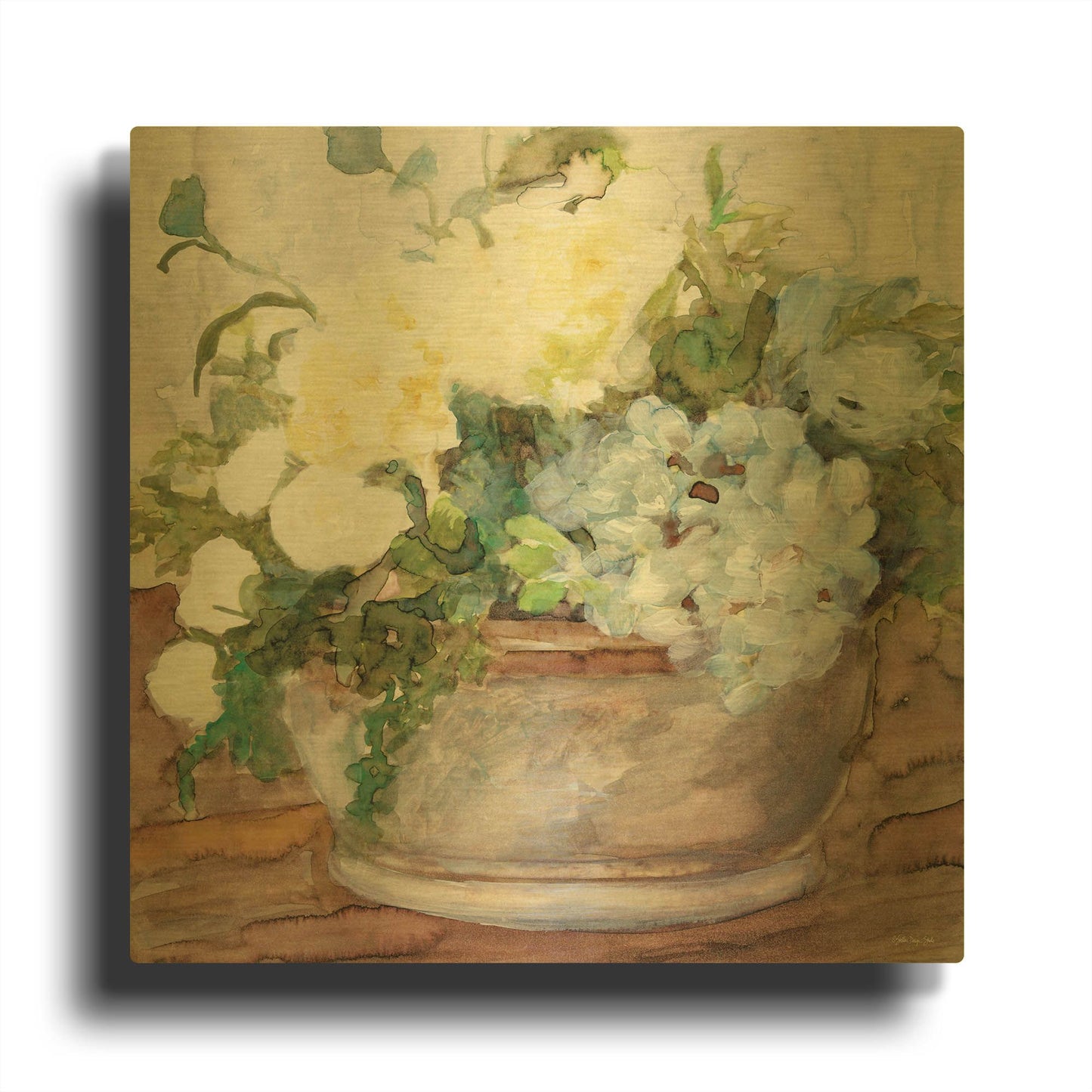 'Country Basket of Blooms II' By Stellar Design Studio Gold Metal Wall Art