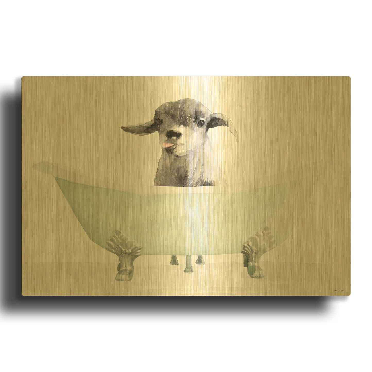 'Vintage Tub with Goat' By Stellar Design Studio Gold Metal Wall Art