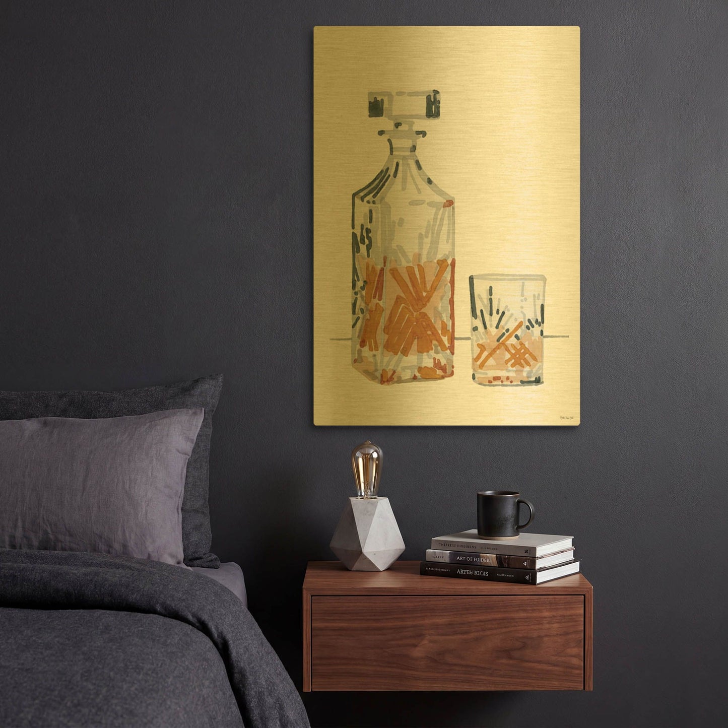 'Vintage Decanter 2' By Stellar Design Studio Gold Metal Wall Art