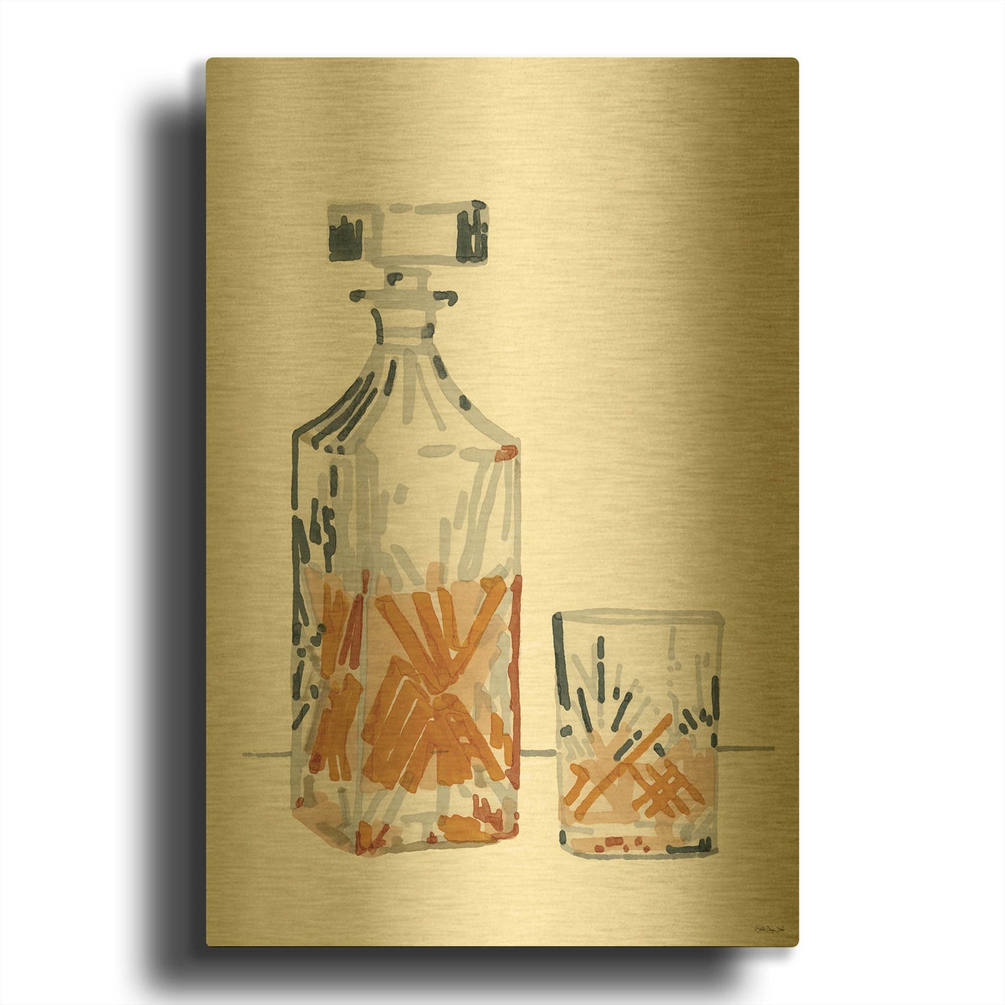 'Vintage Decanter 2' By Stellar Design Studio Gold Metal Wall Art