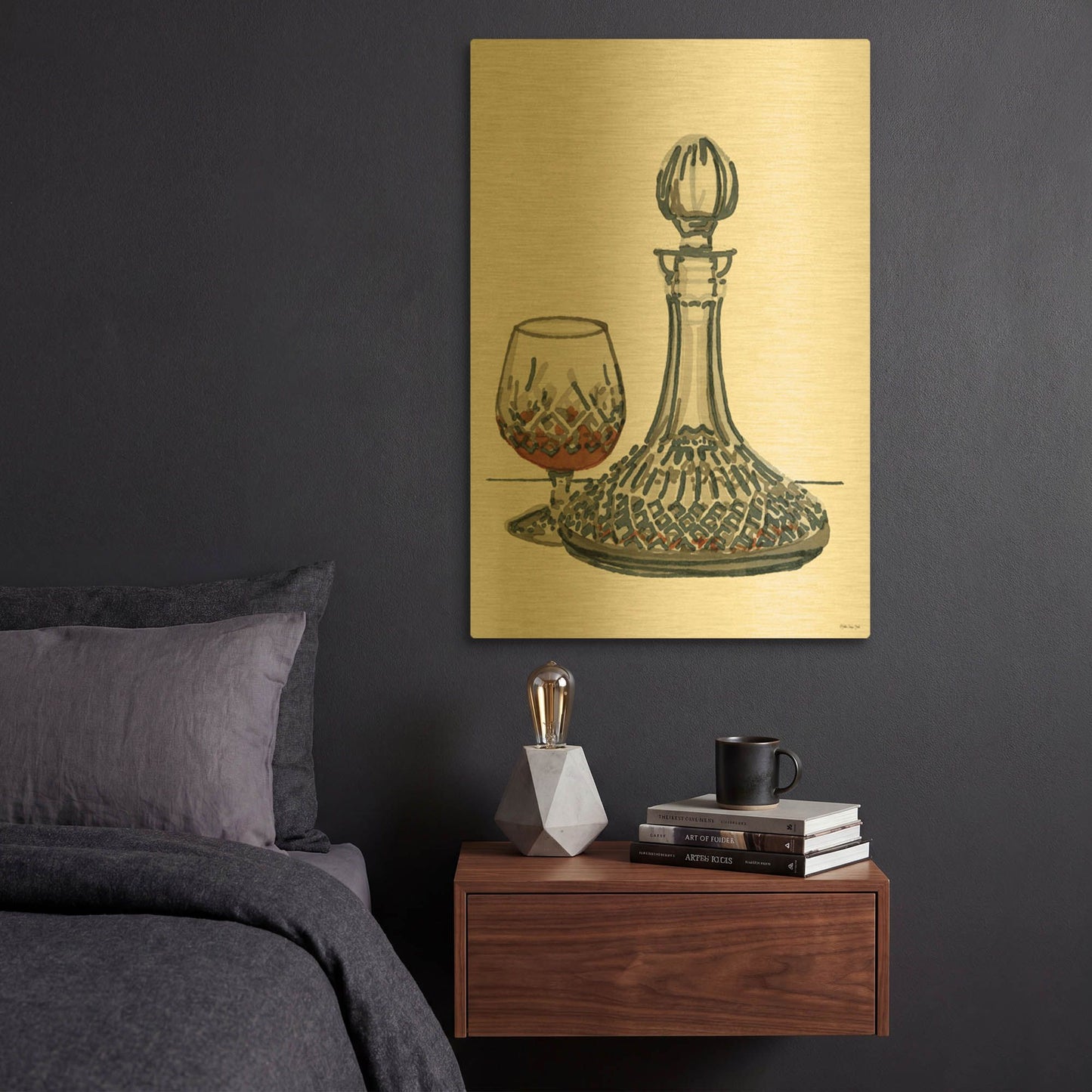 'Vintage Decanter 1' By Stellar Design Studio Gold Metal Wall Art