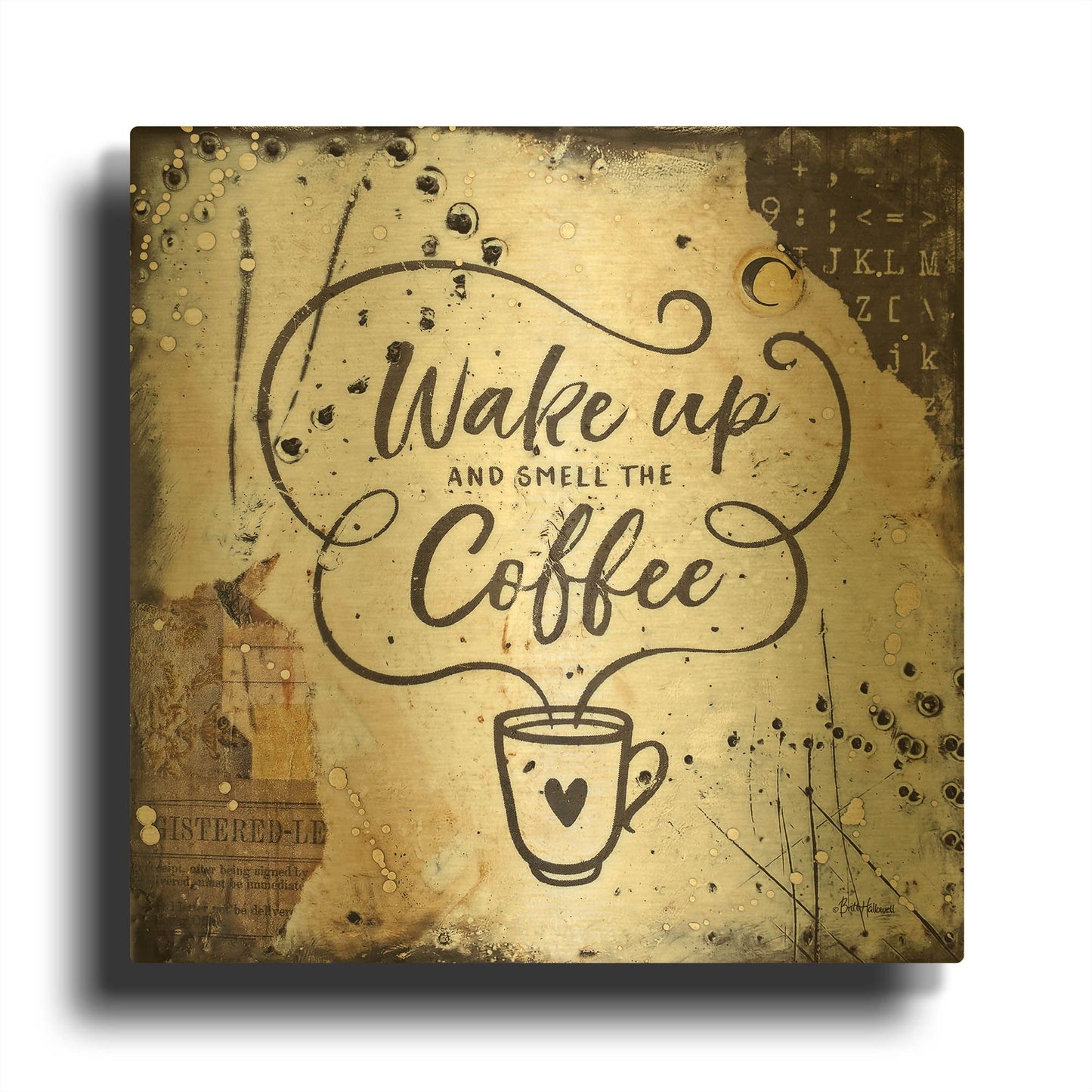 'Coffee Love 3' By Britt Hallowell Gold Metal Wall Art