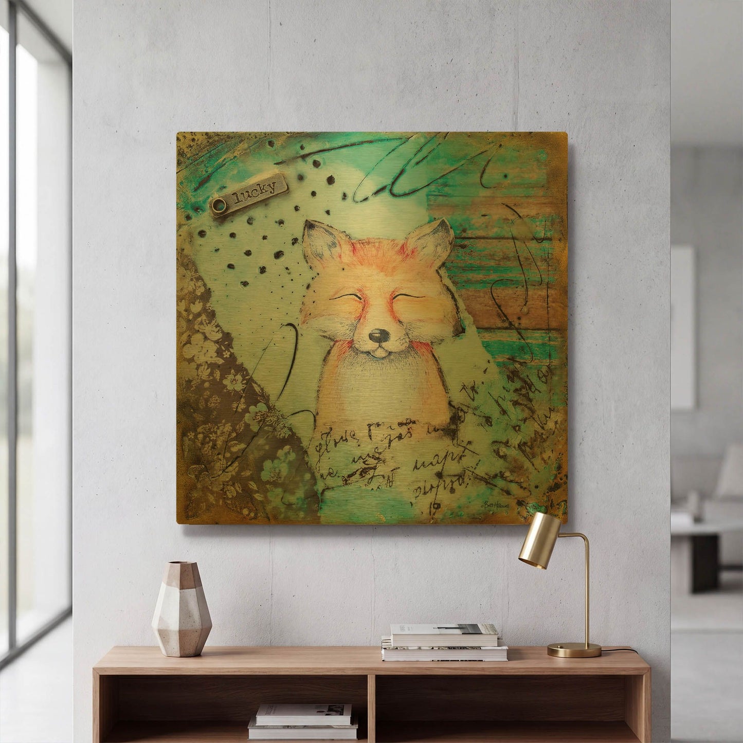 'Wood Land Whimsy 2' By Britt Hallowell Gold Metal Wall Art