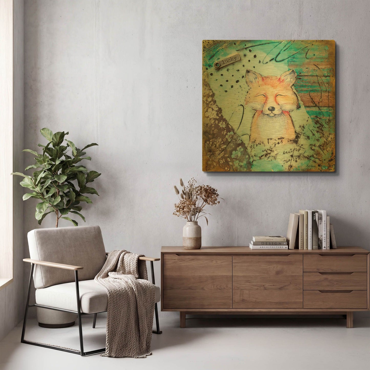 'Wood Land Whimsy 2' By Britt Hallowell Gold Metal Wall Art