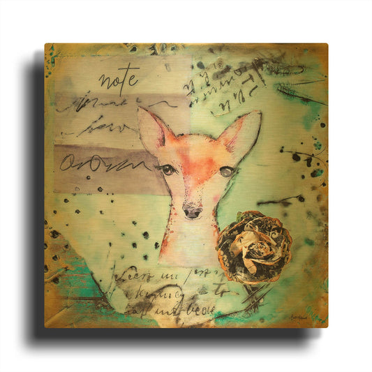 'Wood Land Whimsy 1' By Britt Hallowell Gold Metal Wall Art