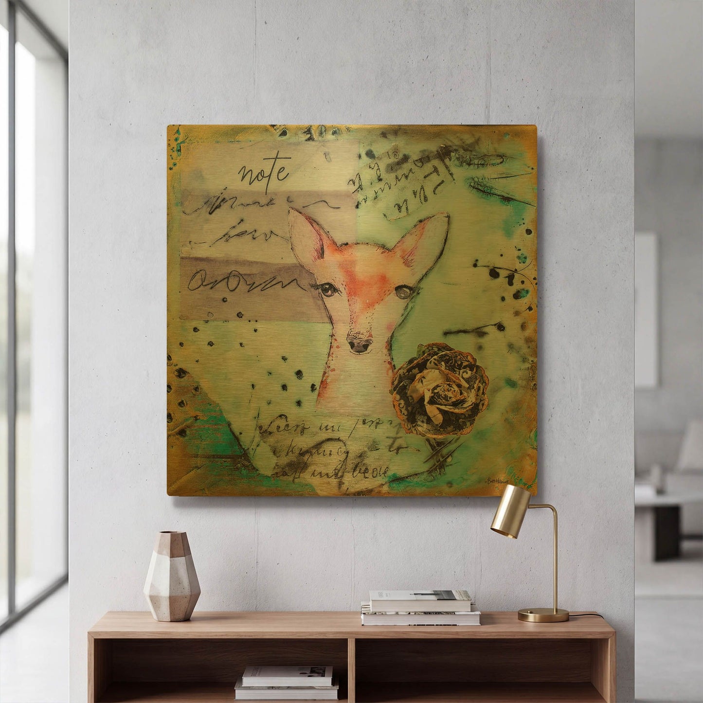 'Wood Land Whimsy 1' By Britt Hallowell Gold Metal Wall Art