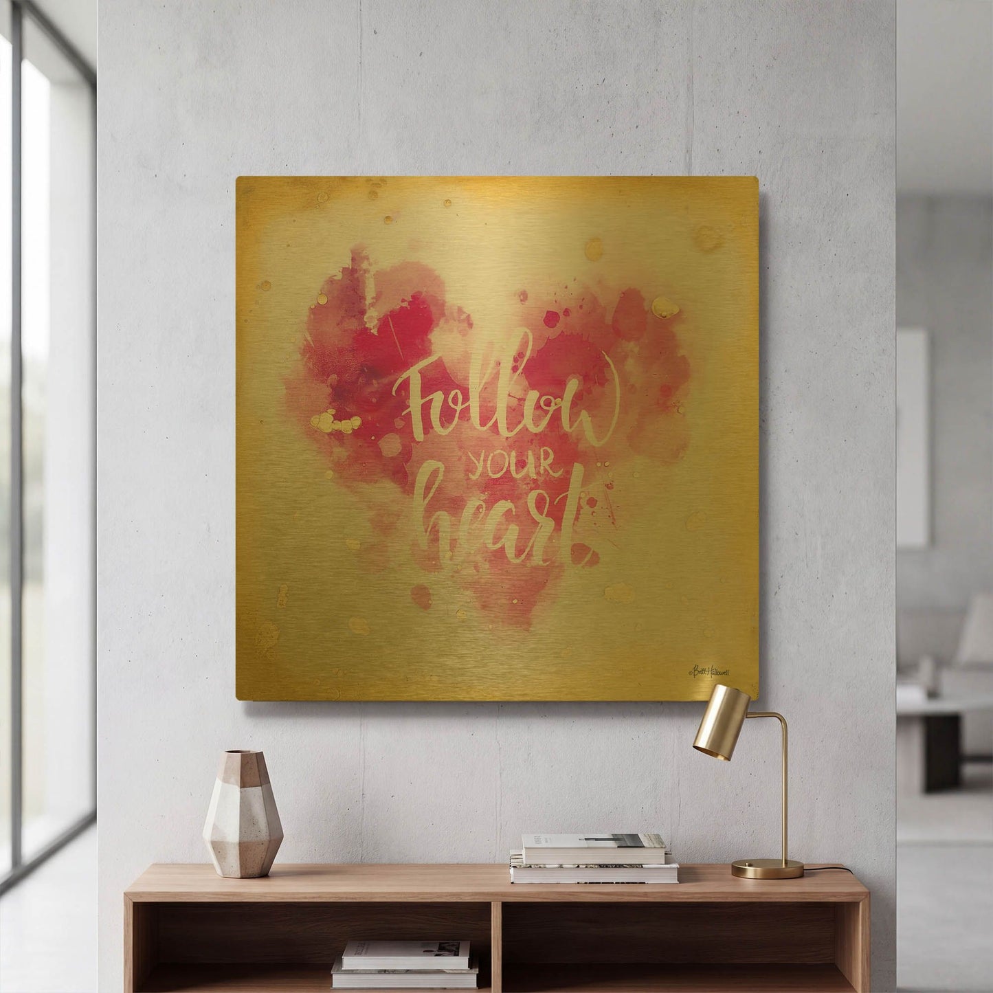 'Follow Your Heart' By Britt Hallowell Gold Metal Wall Art