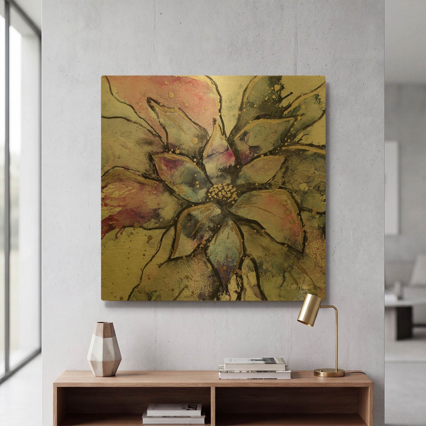 'Blooming 3' By Britt Hallowell Gold Metal Wall Art