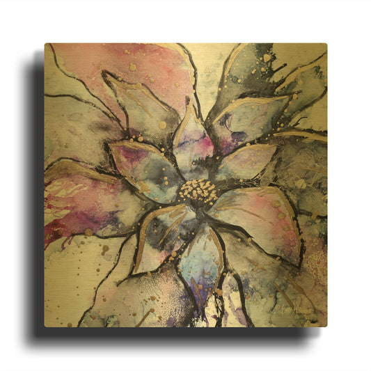 'Blooming 3' By Britt Hallowell Gold Metal Wall Art